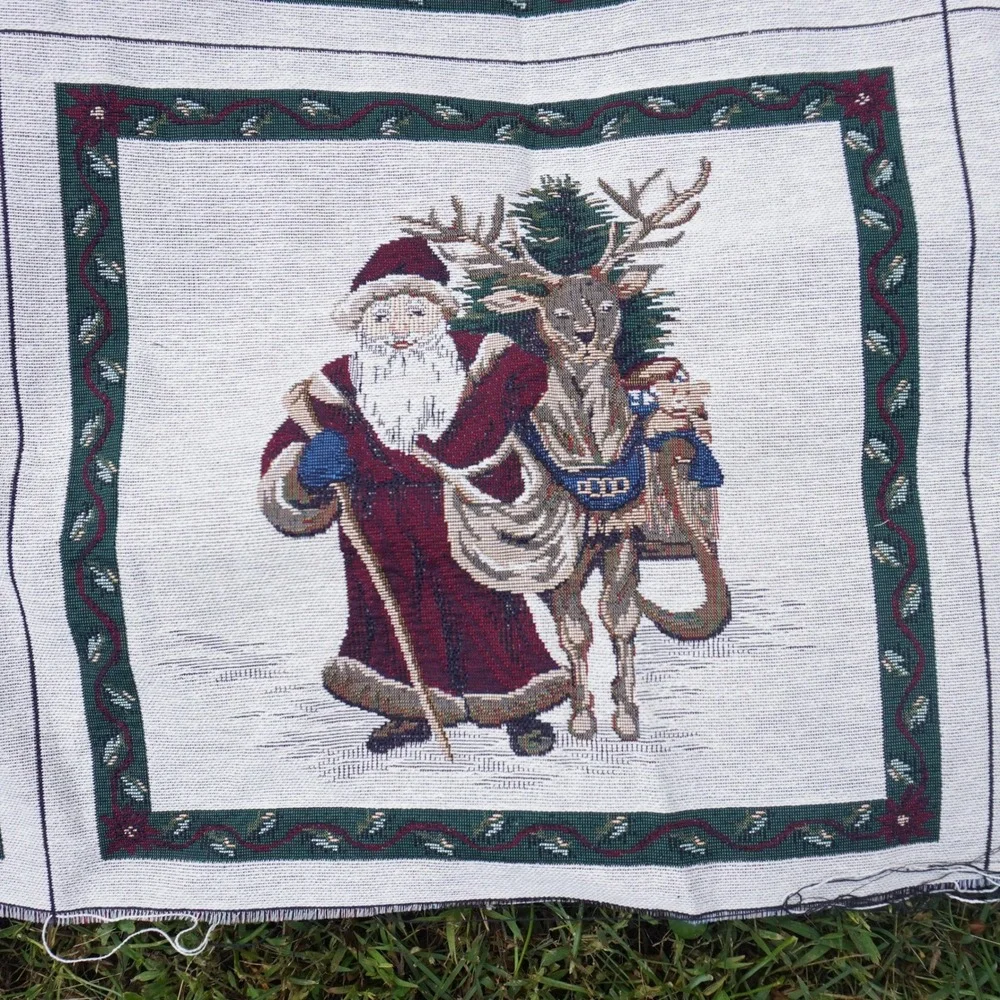 Christmas Santa Claus Reindeer Tapestry Pillow Panel Wall‎ Hanging Holiday Decor